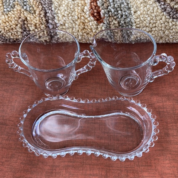 Vintage Imperial Glass Candlewick Open Sugar, Creamer & Tray - Picture 2 of 12